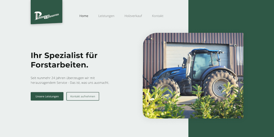 Design der Webseite des Forstunternehmens